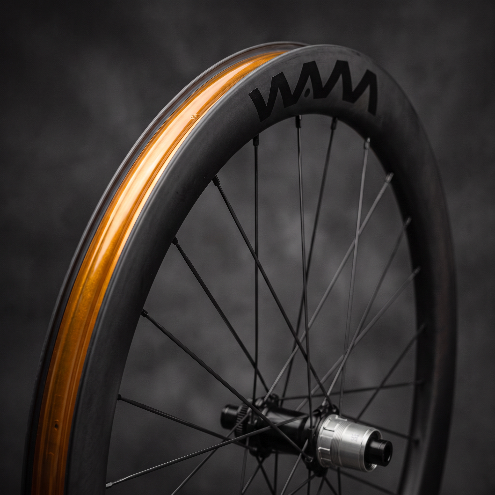 Gold rim tape, inner rim channel and WAM wordmark detail